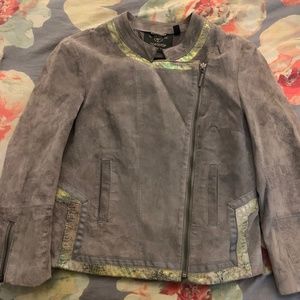 Kate Moss for Top Shop, gray real leather/suede fitted jacket, Size 6